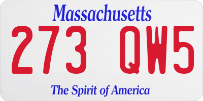 MA license plate 273QW5