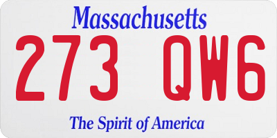 MA license plate 273QW6