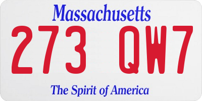 MA license plate 273QW7
