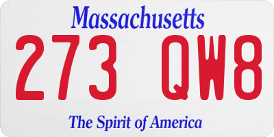 MA license plate 273QW8