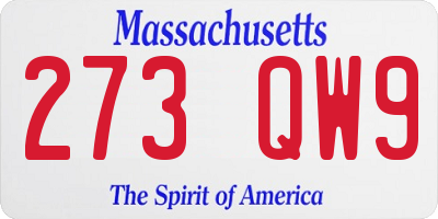 MA license plate 273QW9