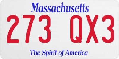 MA license plate 273QX3