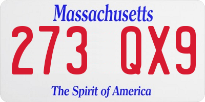 MA license plate 273QX9