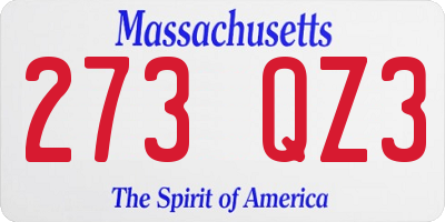 MA license plate 273QZ3
