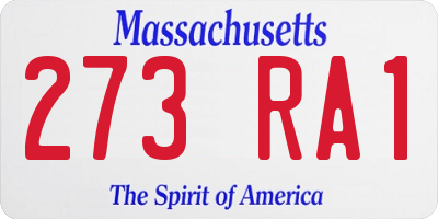 MA license plate 273RA1