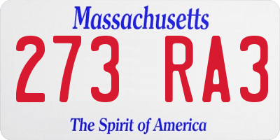 MA license plate 273RA3