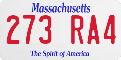 MA license plate 273RA4