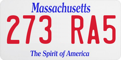 MA license plate 273RA5