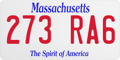 MA license plate 273RA6