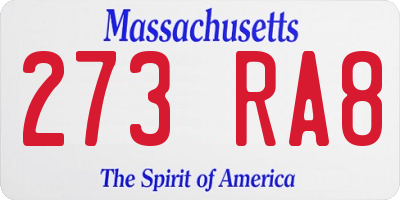 MA license plate 273RA8