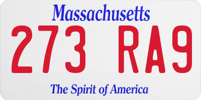 MA license plate 273RA9