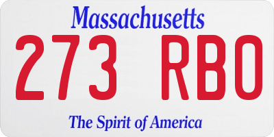 MA license plate 273RB0