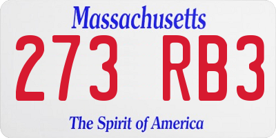 MA license plate 273RB3