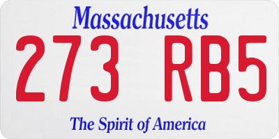 MA license plate 273RB5