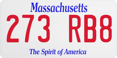 MA license plate 273RB8