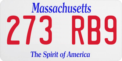 MA license plate 273RB9
