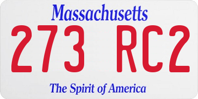 MA license plate 273RC2