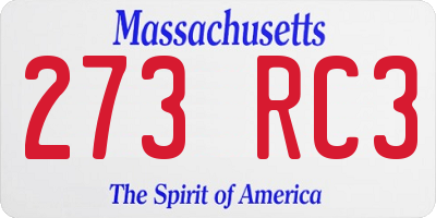 MA license plate 273RC3