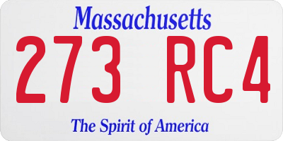MA license plate 273RC4