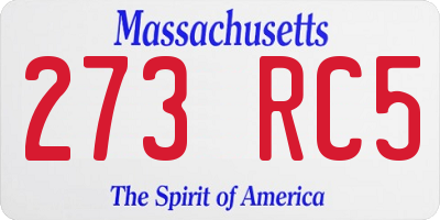 MA license plate 273RC5