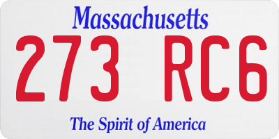 MA license plate 273RC6
