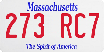 MA license plate 273RC7