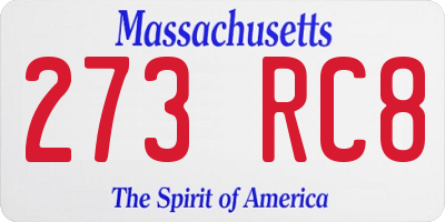 MA license plate 273RC8