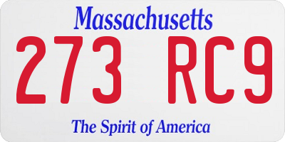 MA license plate 273RC9