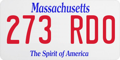 MA license plate 273RD0