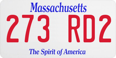 MA license plate 273RD2