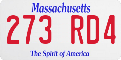 MA license plate 273RD4