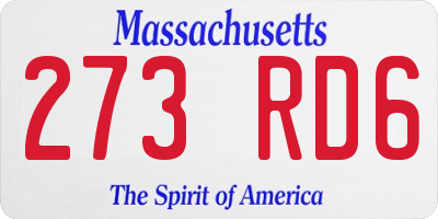 MA license plate 273RD6