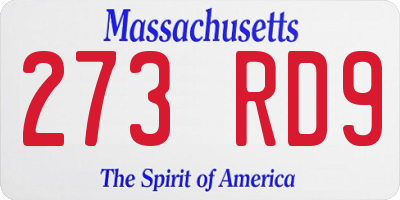 MA license plate 273RD9