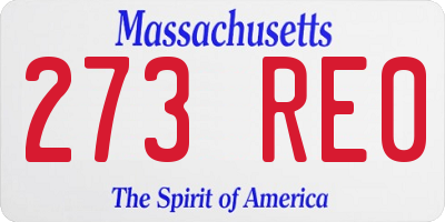 MA license plate 273RE0