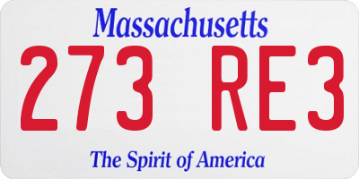 MA license plate 273RE3