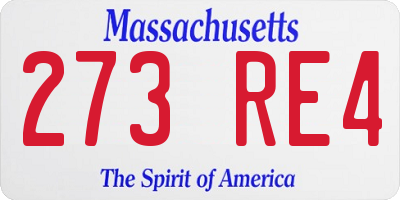 MA license plate 273RE4