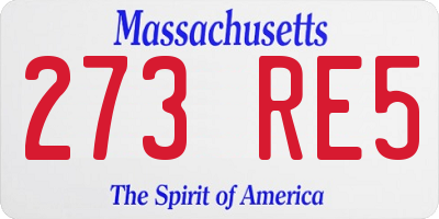 MA license plate 273RE5