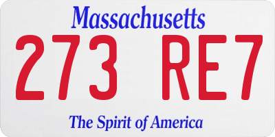 MA license plate 273RE7
