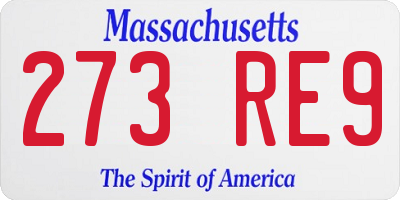 MA license plate 273RE9