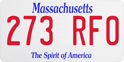 MA license plate 273RF0