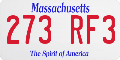 MA license plate 273RF3