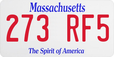 MA license plate 273RF5