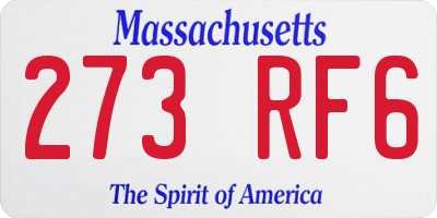 MA license plate 273RF6