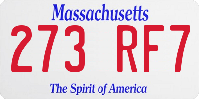 MA license plate 273RF7