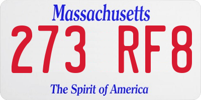 MA license plate 273RF8