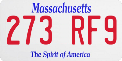 MA license plate 273RF9