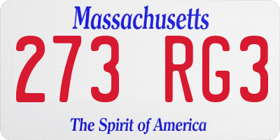 MA license plate 273RG3