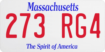 MA license plate 273RG4