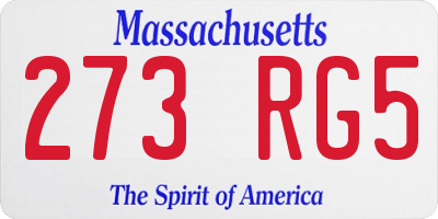 MA license plate 273RG5
