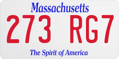 MA license plate 273RG7